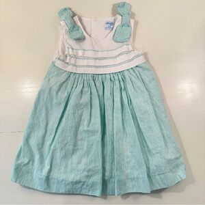 Luli & Me Mint Linen Dress 12M